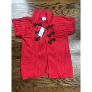 Gymboree girls cardigan Sz. L (10-12) red cotton cable knit accent NWT